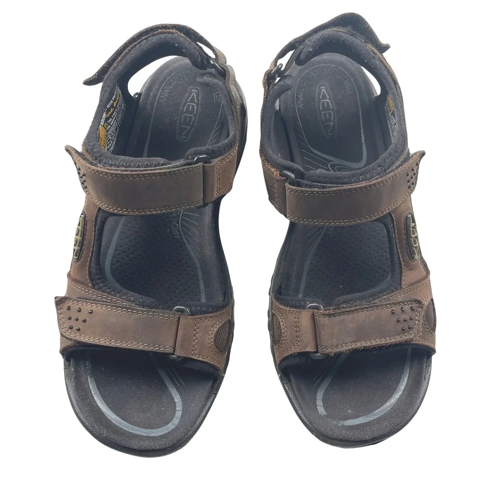 KEEN Rialto 3 Point Mens Sandals US 9‎ M Leather Hiking Outdoor Brown 1016643